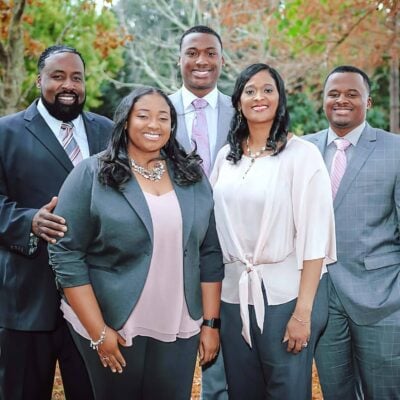 Clockwise from left, Kendall Pierre Sr., sons Kaden and Kendall Jr., wife Sabrina and daughter Tayler.